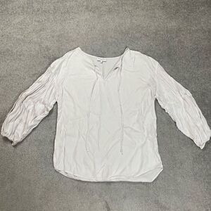 Michael Stars Womens Small Pullover Blouse White Long Sleeve Tie Neck Flowy NWOT